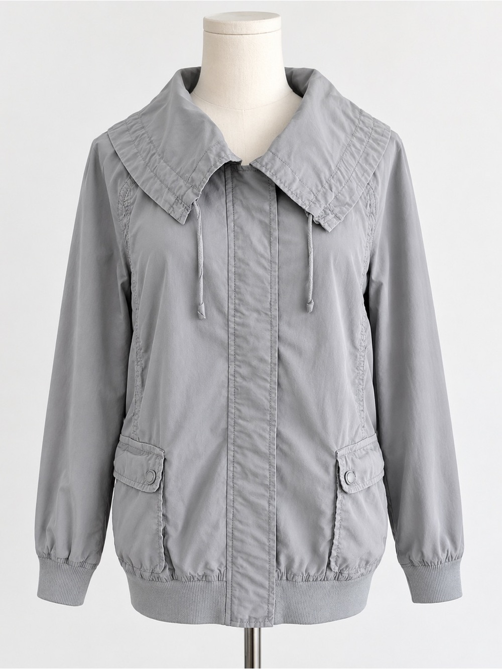 LOFT Gray Lightweight Utility Jacket Size Large Zip Front Anorak